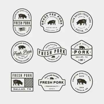 Set of premium fresh pork labels. vector illustration Stock Illustration