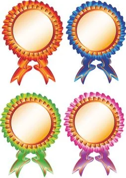 Set of premium rosettes, isolated object on a white background, vector illust Stock Illustration