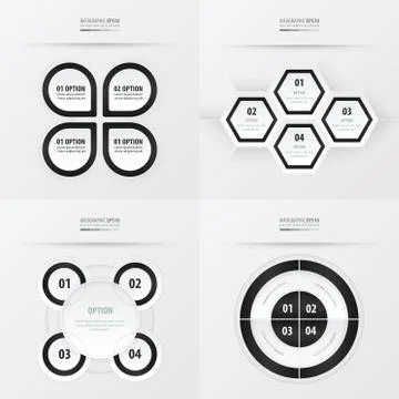 Set of presentation design  black and white color Stock Illustration
