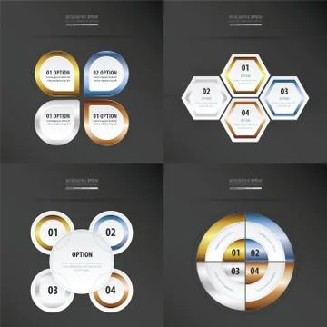 Set of presentation design   gold, bronze, silver, blue color Stock Illustration