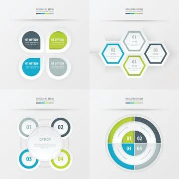 Set of presentation design  Green, blue, gray color Stock Illustration