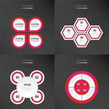 Set of presentation design   neon pink color Stock Illustration