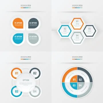 Set of presentation design  Orange , blue, gray color Stock Illustration