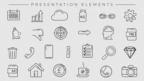 Set of Presentation Elements line icons on the alpha channel. Video stock 205450756