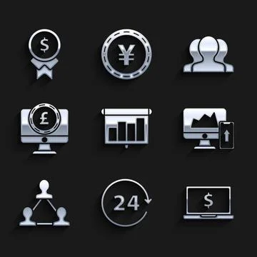 Set Presentation financial board with graph, Financial or the computer monitor Illustrazione stock