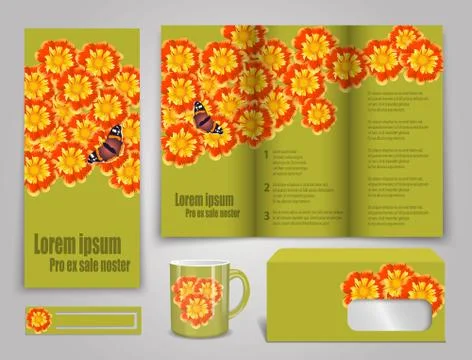 Set of presentation of flyer design content background Stock Illustration