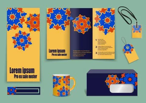 Set of presentation flyer design content Stock Illustration