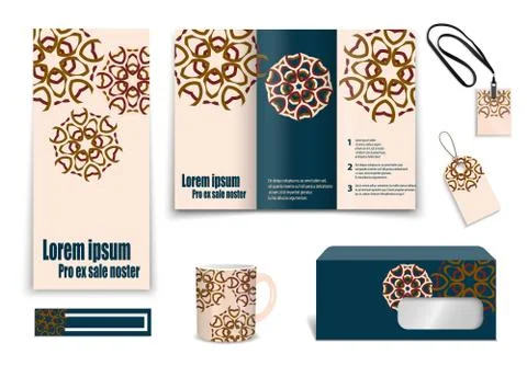 Set of presentation flyer design content Stock Illustration