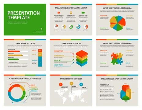 Set of Presentation Template. 3D infographic elements 库存插图