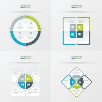 Set of presentation template Green, blue, gray color Stock Illustration