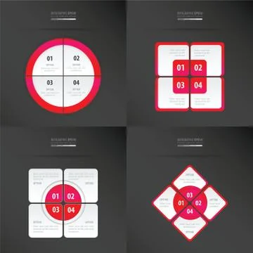 Set of presentation template  neon pink color Stock Illustration