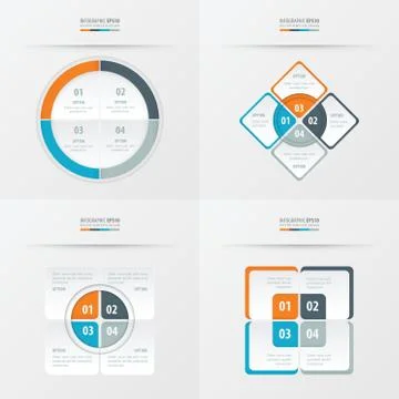 Set of presentation template Orange , blue, gray color Stock Illustration