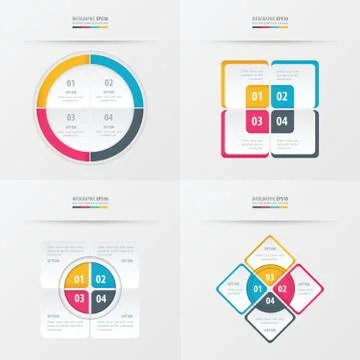 Set of presentation template yellow, blue, pink color Stock Illustration