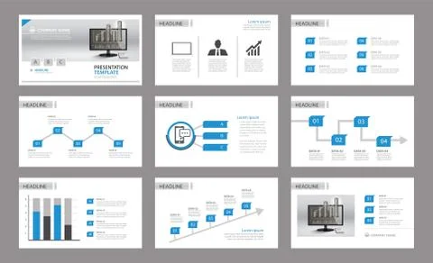 Set of presentation template.Use in annual report, corporate, flyer, marketin Stock Illustration