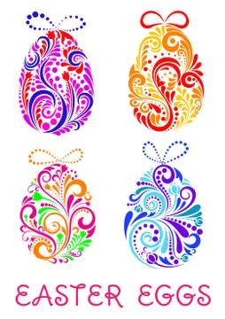 Set of pretty decorative patterned Easter Eggs Stock Illustration