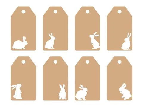 Set of price labels with Easter bunny. Craft paper or cardboard label for g.. Stock-Illustration