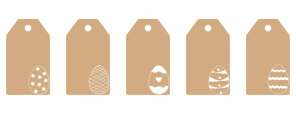 Set of price labels with Easter eggs. Craft paper or cardboard label for gi.. Stock Illustration