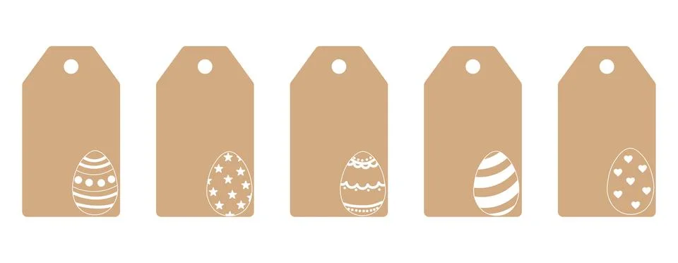 Set of price labels with Easter eggs. Craft paper or cardboard label for gi.. Stock Illustration