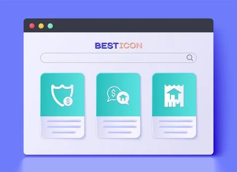 Set Price negotiation, Shield with dollar and House icon. Vector Stock Illustration