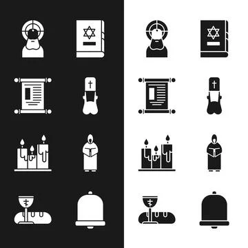 Set Priest, Decree, paper, parchment, scroll, Jesus Christ, Jewish torah book Stock Illustration