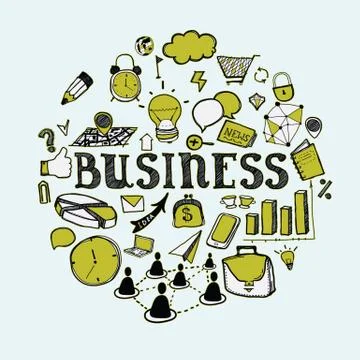 Set of primitive elements of the business Stock Illustration