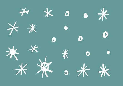 A set of primitive snowflakes. Simple hand-drawn children s snowflakes for Stock Illustration