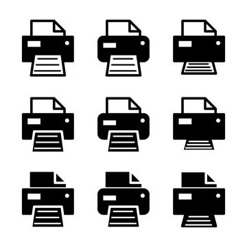 Set of Printer document web icon, printout machine technology flat sign vecto 스톡 일러스트