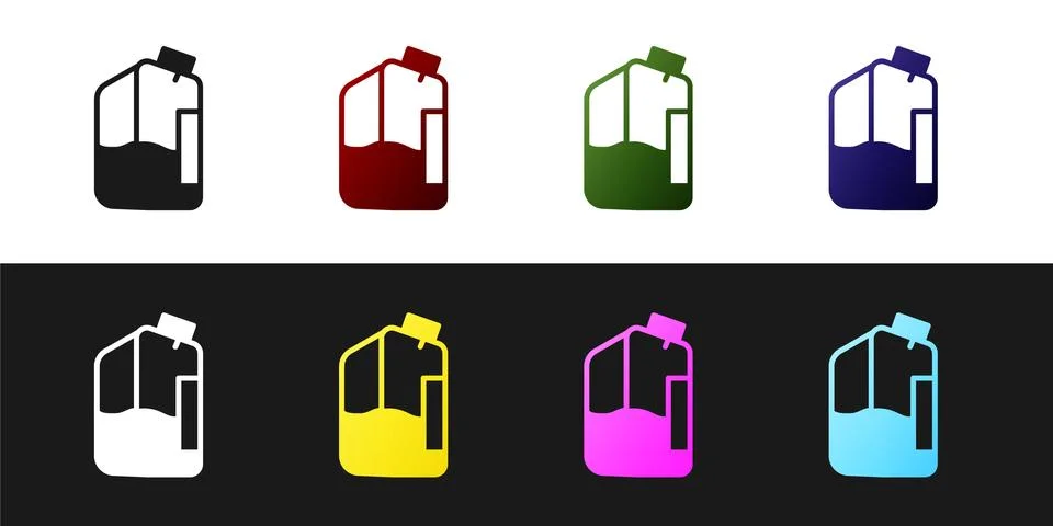 Set Printer ink bottle icon isolated on black and white background. Vector Stock Illustration