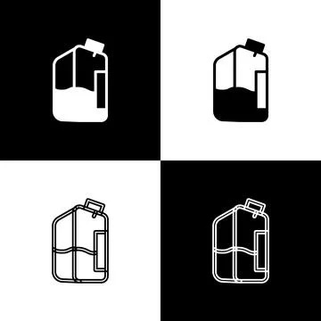 Set Printer ink bottle icon isolated on black and white background. Vector Stock Illustration