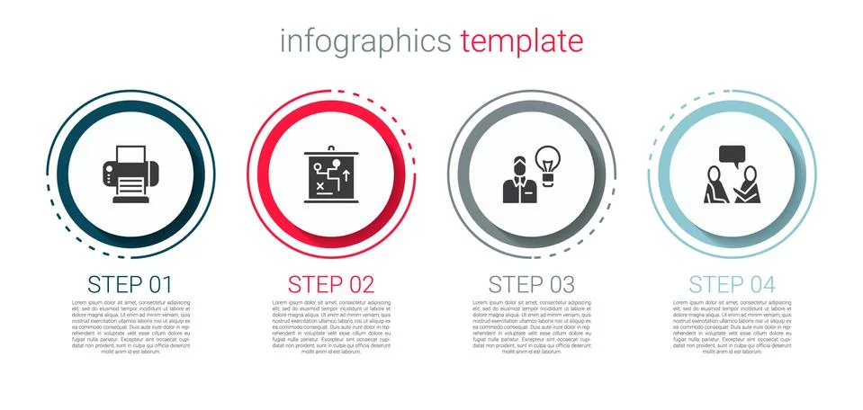 Set Printer, Planning strategy concept, Human with lamp bulb and Two sitting men Illustrazione stock
