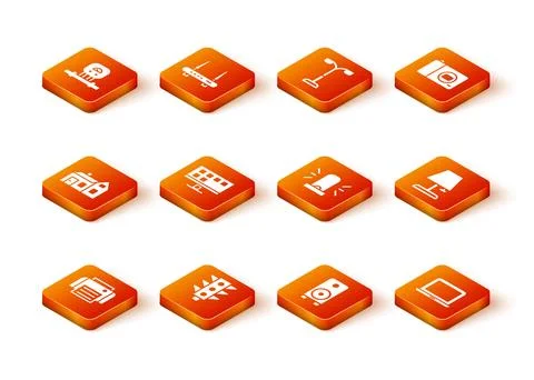 Set Printer, Traffic light, House, Smart Tv, Stereo speaker, Flasher siren,.. Stock Illustration