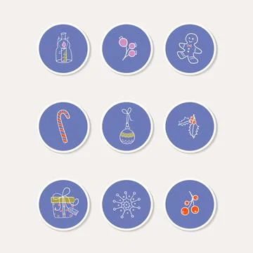 Set of prints with Winter festive elements Illustrazione stock