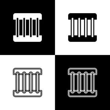 Set Prison window icon isolated on black and white background. Vector Ilustración de archivo