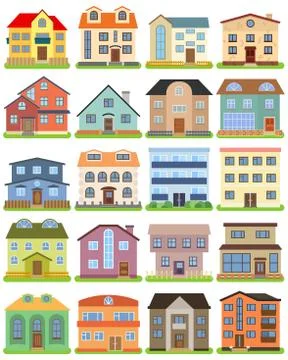 Set of private house on a white background Stock Illustration