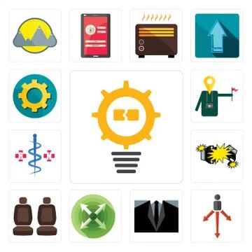 Set of problem management, approach, dress code, extend, car seat, crash, reg Free Stock Illustration