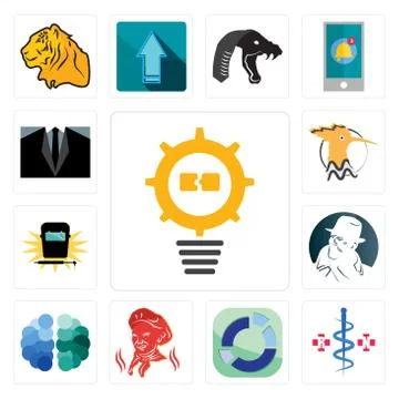 Set of problem management, registe nurse, sector, , free brain, detective, we Free Stock Illustration