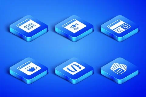 Set Processor, Binary code, Programming language syntax, Software, Page wit.. Stock-Illustration