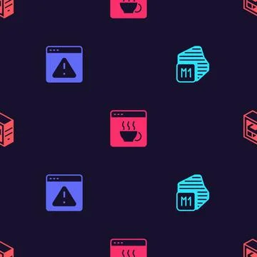 Set Processor, Browser with exclamation mark, Software and Computer on seam.. Illustrazione stock