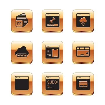 Set Processor, Browser window, Code terminal, Software, Web development, Cloud Stockillustratie