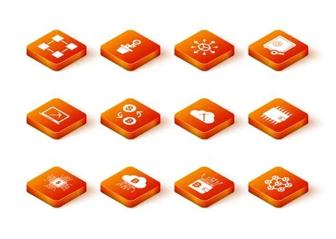 Set Processor chip with dollar, Cryptocurrency cloud mining, Mining laptop and Stockillustratie