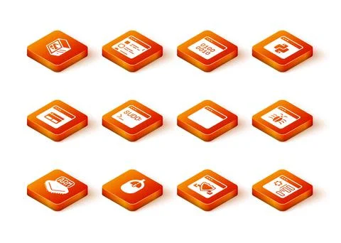 Set Processor, Computer mouse, Search engine, Code terminal, Browser with shield Stockillustratie