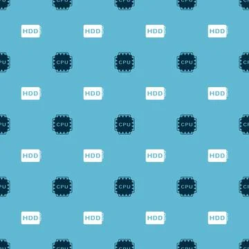 Set Processor with CPU and Hard disk drive HDD on seamless pattern. Vector 스톡 일러스트