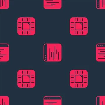 Set Processor with CPU and Software on seamless pattern. Vector イラスト素材