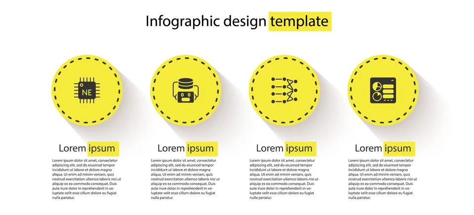 Set Processor CPU, Artificial intelligence robot, Neural network and Computer Stock Illustration