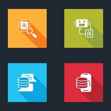 Set Processor CPU, Artificial intelligence robot, Server, Data and Cloud te.. Stock Illustration