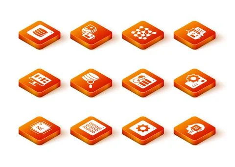 Set Processor CPU, Binary code, Algorithm, Server, Computer api interface, .. Stock Illustration