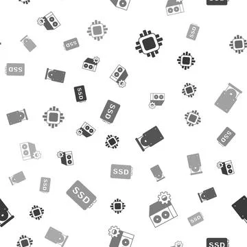 Set Processor with CPU, Case of computer, Optical disc drive and SSD card on Stock Illustration