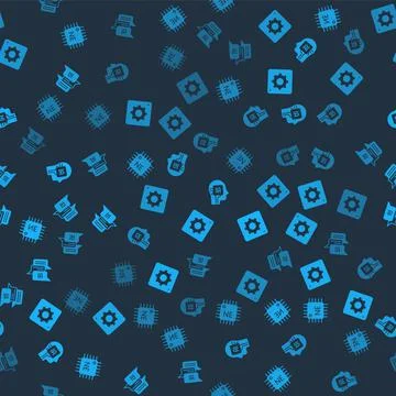 Set Processor CPU, Computer api interface, Humanoid robot and Chat on seamles イラスト素材