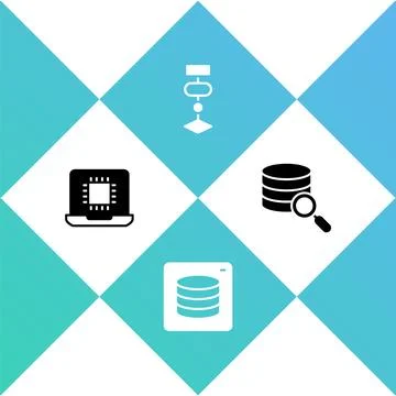 Set Processor CPU, Server, Data, Algorithm and icon. Vector 库存插图