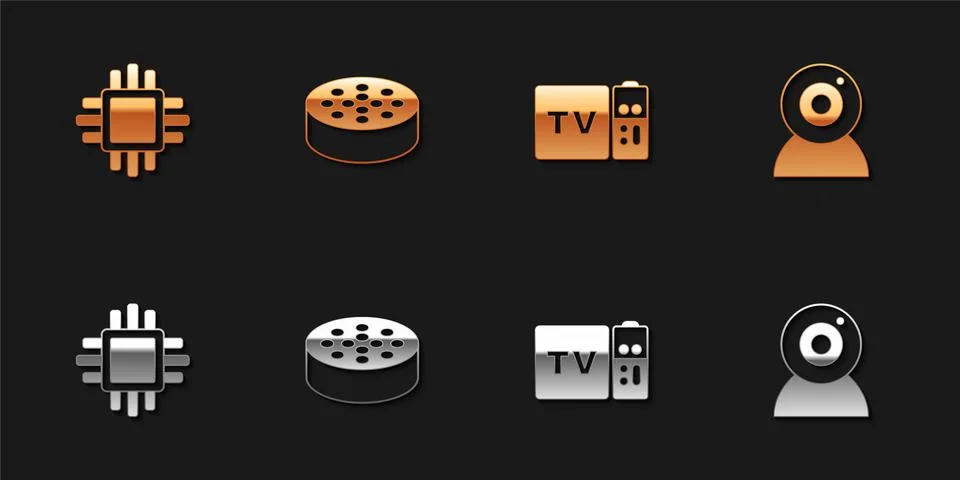 Set Processor with CPU, Water sensor, Multimedia and TV box receiver and Web Stock-Illustration